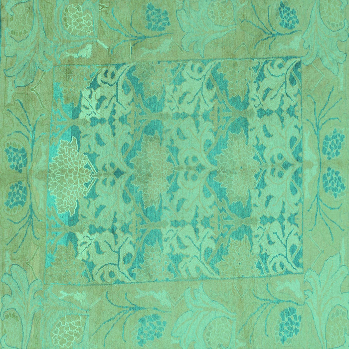 Square Oriental Turquoise Traditional Rug, abs1613turq