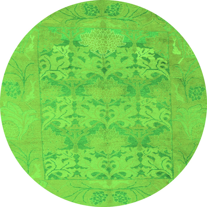 Round Oriental Green Traditional Rug, abs1613grn