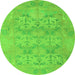 Round Oriental Green Traditional Rug, abs1613grn