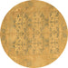 Round Oriental Brown Traditional Rug, abs1613brn