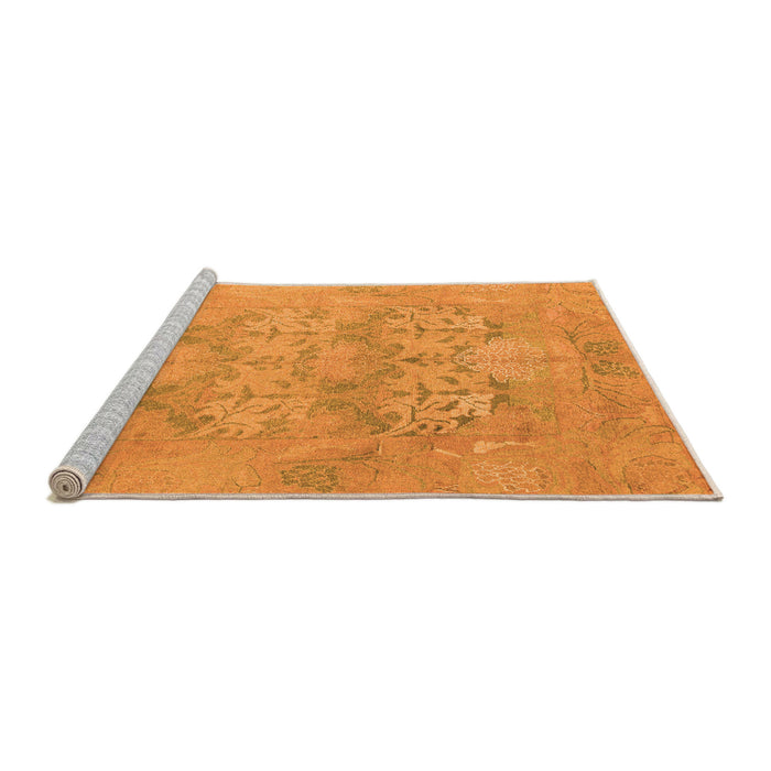 Sideview of Machine Washable Oriental Orange Traditional Area Rugs, wshabs1613org