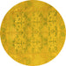 Round Oriental Yellow Traditional Rug, abs1613yw