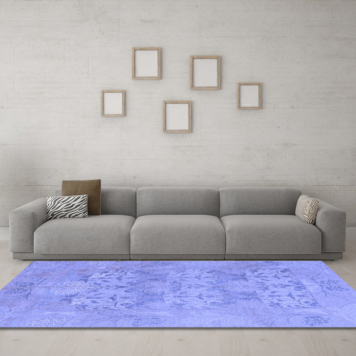 Machine Washable Oriental Blue Traditional Rug in a Living Room, wshabs1613blu
