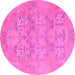 Round Oriental Pink Traditional Rug, abs1613pnk