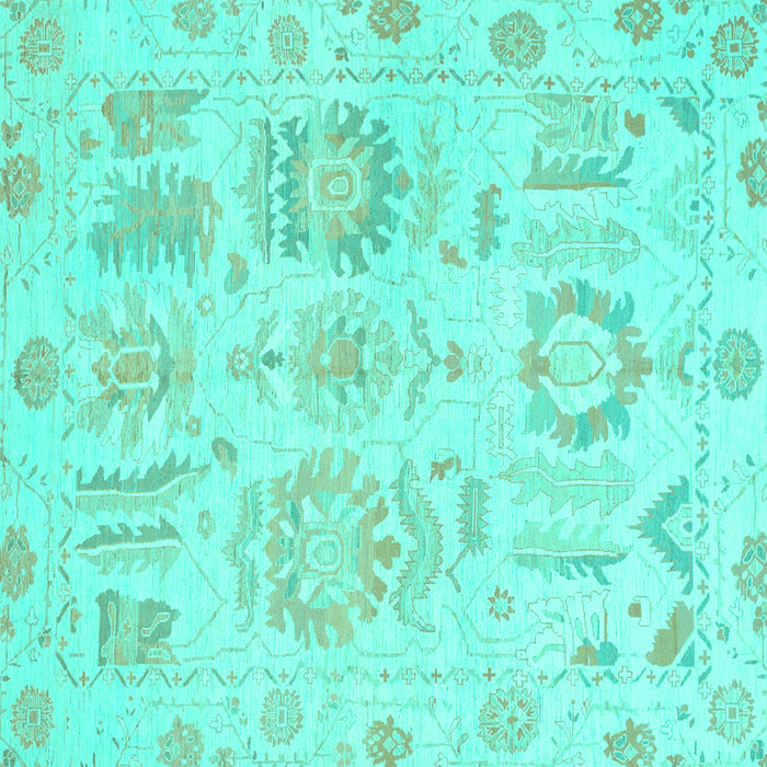 Square Oriental Turquoise Traditional Rug, abs1614turq