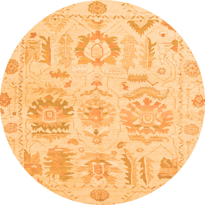 Round Machine Washable Oriental Orange Traditional Area Rugs, wshabs1614org