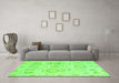 Machine Washable Oriental Green Traditional Area Rugs in a Living Room,, wshabs1614grn
