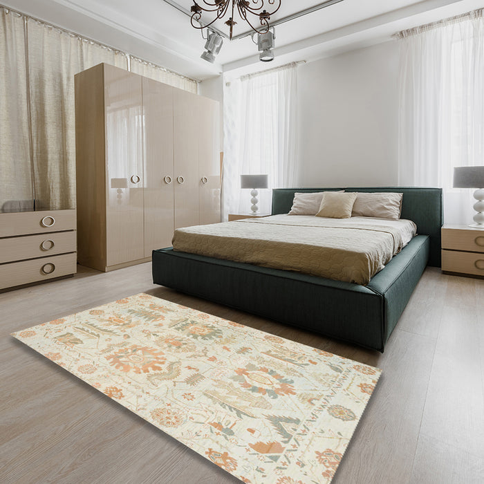Abstract Brown Oriental Rug in a Bedroom, abs1614