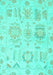 Machine Washable Oriental Turquoise Traditional Area Rugs, wshabs1614turq