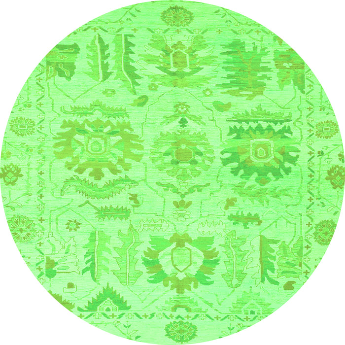 Round Oriental Green Traditional Rug, abs1614grn