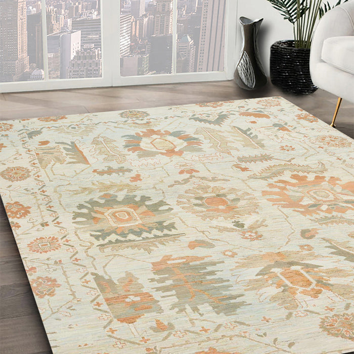 Abstract Brown Oriental Rug in Family Room, abs1614