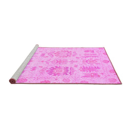 Sideview of Machine Washable Oriental Pink Traditional Rug, wshabs1614pnk