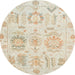 Round Abstract Brown Oriental Rug, abs1614