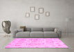 Machine Washable Oriental Pink Traditional Rug in a Living Room, wshabs1614pnk