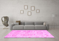 Machine Washable Oriental Pink Traditional Rug, wshabs1614pnk