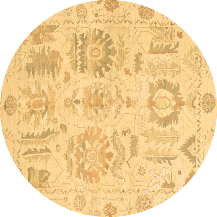 Round Machine Washable Oriental Brown Traditional Rug, wshabs1614brn