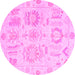 Round Oriental Pink Traditional Rug, abs1614pnk