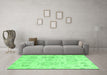 Machine Washable Oriental Emerald Green Traditional Area Rugs in a Living Room,, wshabs1614emgrn