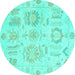 Round Oriental Turquoise Traditional Rug, abs1614turq