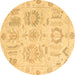 Round Oriental Brown Traditional Rug, abs1614brn