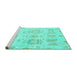 Sideview of Machine Washable Oriental Turquoise Traditional Area Rugs, wshabs1614turq