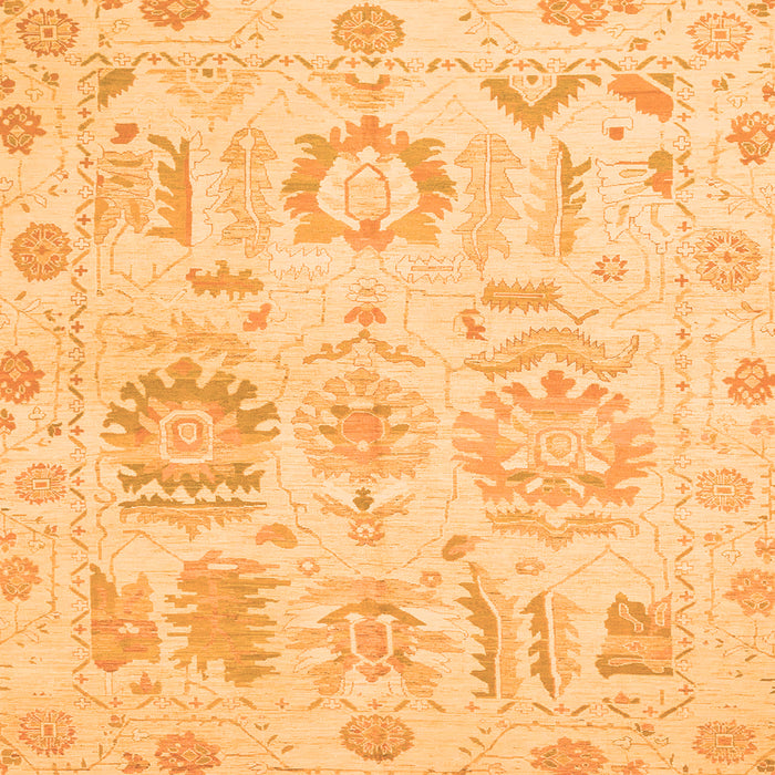 Square Machine Washable Oriental Orange Traditional Area Rugs, wshabs1614org