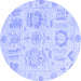 Round Machine Washable Oriental Blue Traditional Rug, wshabs1614blu