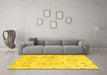 Machine Washable Oriental Yellow Traditional Rug in a Living Room, wshabs1614yw