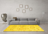 Machine Washable Oriental Yellow Traditional Rug, wshabs1614yw