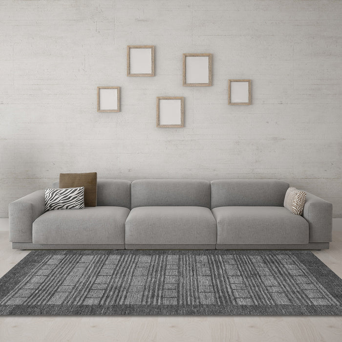 Machine Washable Abstract Gray Modern Rug in a Living Room,, wshabs1615gry