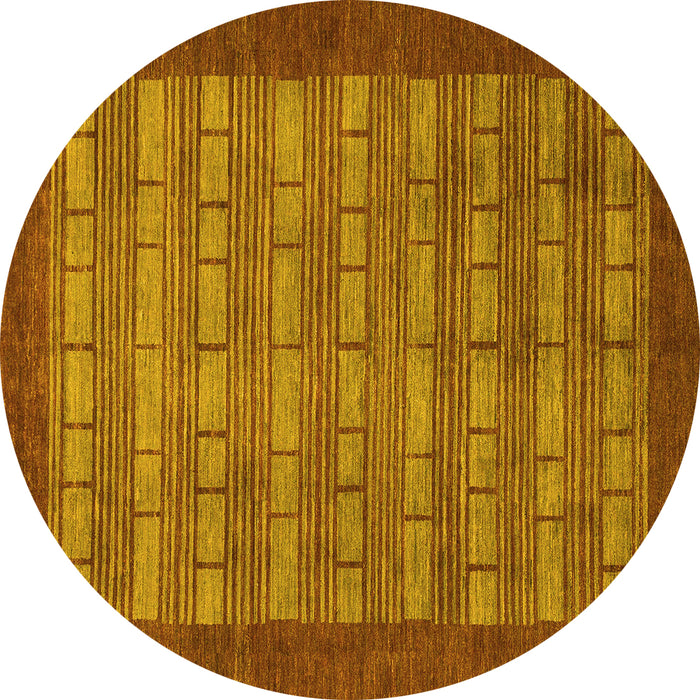 Round Machine Washable Abstract Yellow Modern Rug, wshabs1615yw