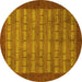 Round Machine Washable Abstract Yellow Modern Rug, wshabs1615yw