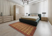 Machine Washable Abstract Chocolate Brown Rug in a Bedroom, wshabs1615