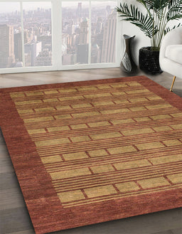 Abstract Chocolate Brown Modern Rug in Family Room, abs1615