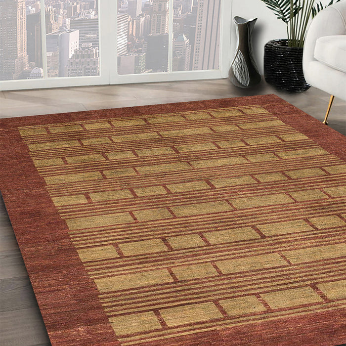 Machine Washable Abstract Chocolate Brown Rug in a Family Room, wshabs1615
