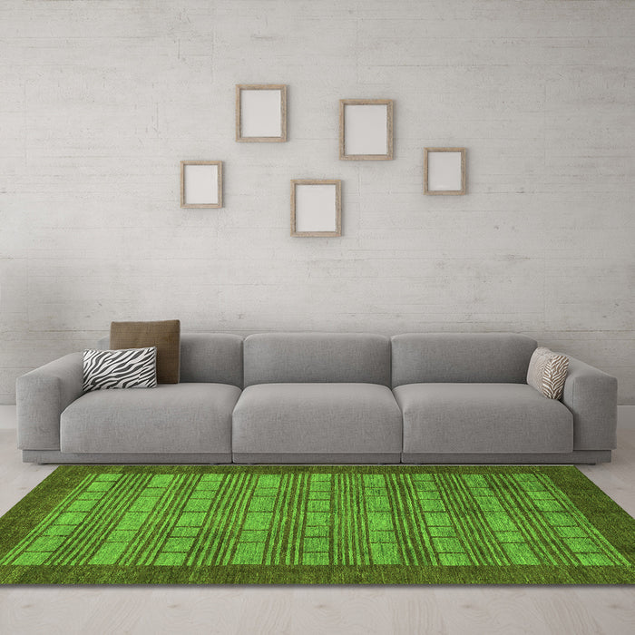 Machine Washable Abstract Green Modern Area Rugs in a Living Room,, wshabs1615grn