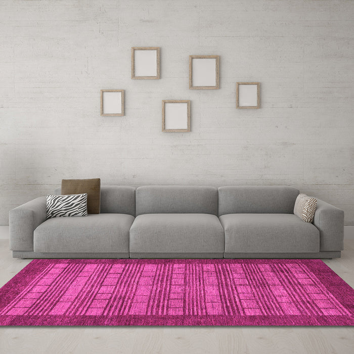 Machine Washable Abstract Pink Modern Rug in a Living Room, wshabs1615pnk