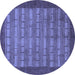 Round Abstract Blue Modern Rug, abs1615blu