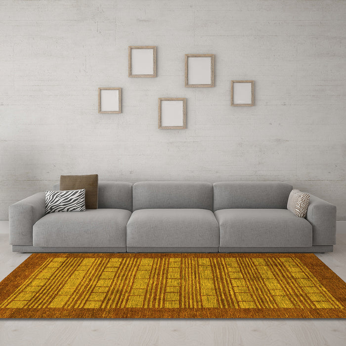 Machine Washable Abstract Yellow Modern Rug in a Living Room, wshabs1615yw