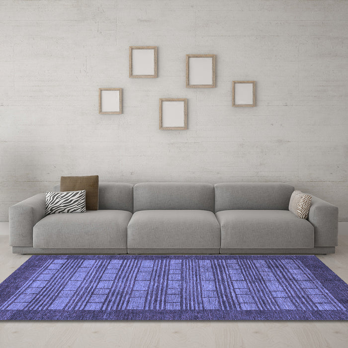 Machine Washable Abstract Blue Modern Rug in a Living Room, wshabs1615blu
