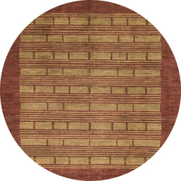 Round Machine Washable Abstract Chocolate Brown Rug, wshabs1615