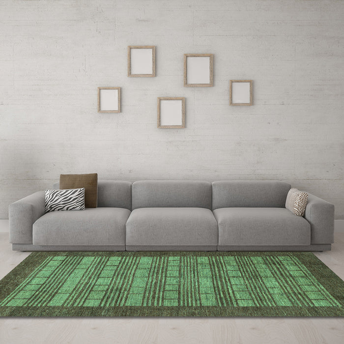 Machine Washable Abstract Turquoise Modern Area Rugs in a Living Room,, wshabs1615turq