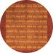 Round Machine Washable Abstract Orange Modern Area Rugs, wshabs1615org