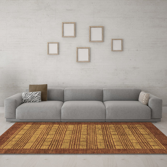 Machine Washable Abstract Brown Modern Rug in a Living Room,, wshabs1615brn