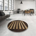 Round Machine Washable Abstract Brown Rug in a Office, wshabs1616