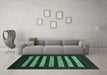 Machine Washable Abstract Turquoise Modern Area Rugs in a Living Room,, wshabs1616turq