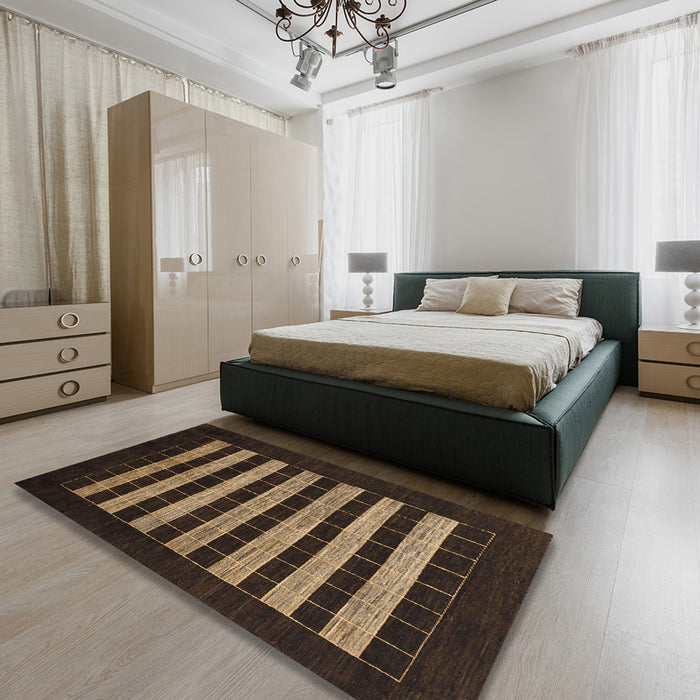 Machine Washable Abstract Brown Rug in a Bedroom, wshabs1616