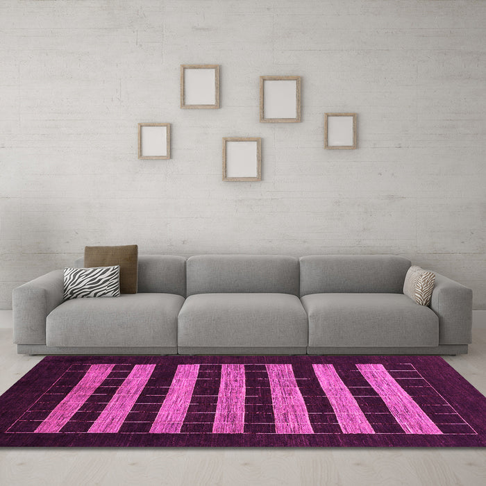 Machine Washable Abstract Pink Modern Rug in a Living Room, wshabs1616pnk