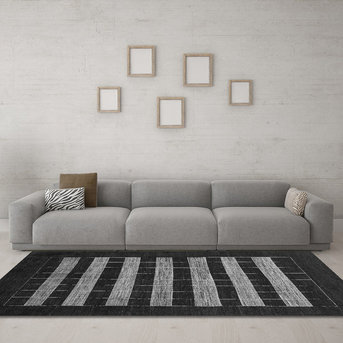 Machine Washable Abstract Gray Modern Rug in a Living Room,, wshabs1616gry