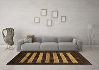 Machine Washable Abstract Brown Modern Rug, wshabs1616brn